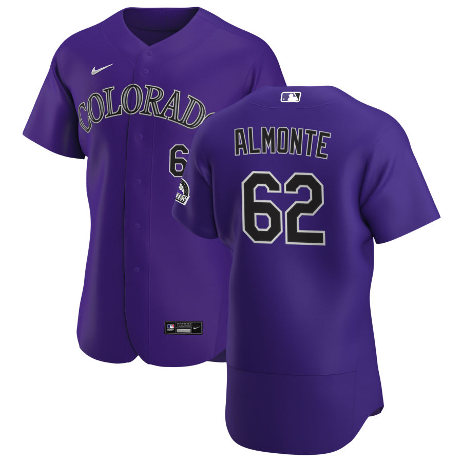 Colorado Rockies #62 Yency Almonte Men Nike Purple Alternate 2020 Authentic Player MLB Jersey